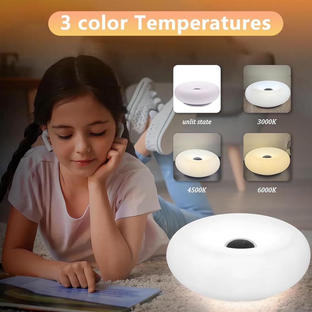 Lampada da Parete a Forma di Ciambella Ricaricabile Senza Collegamento alla Rete elettrica, Luce LED per Interni, dimmerabile, Rotonda, con Telecomando, 3 Temperature di Colore + R
