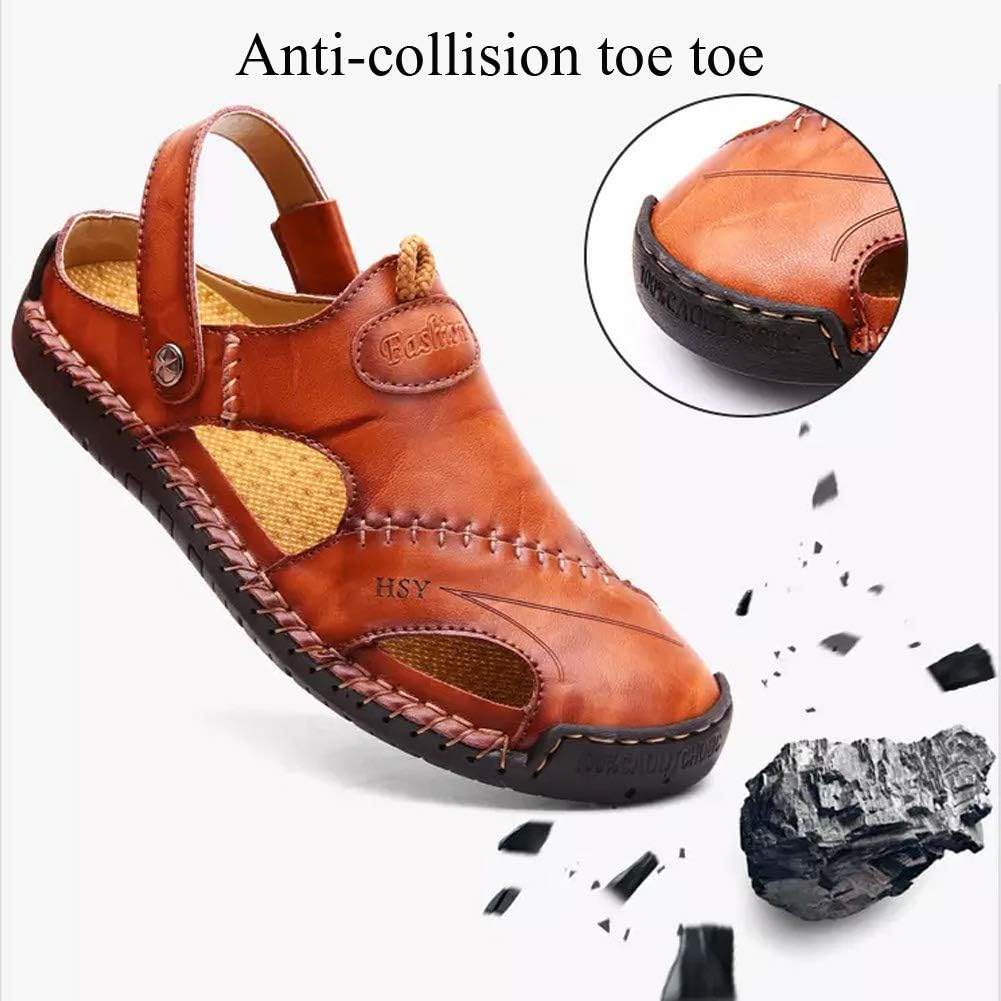 Asifn Uomo Pelle Sandali Trekking Sportivi Scarpe Spiaggia All'aperto Cuoio Traspiranti Regolabile