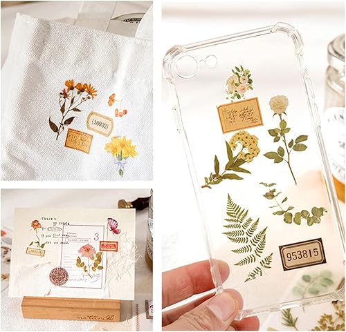 Miniatura 8 de 2 hojas de calcomanías vintage de transferencia de hojas de flores, 2 hojas de lino, calcomanías florales transparentes para manualidades en madera,