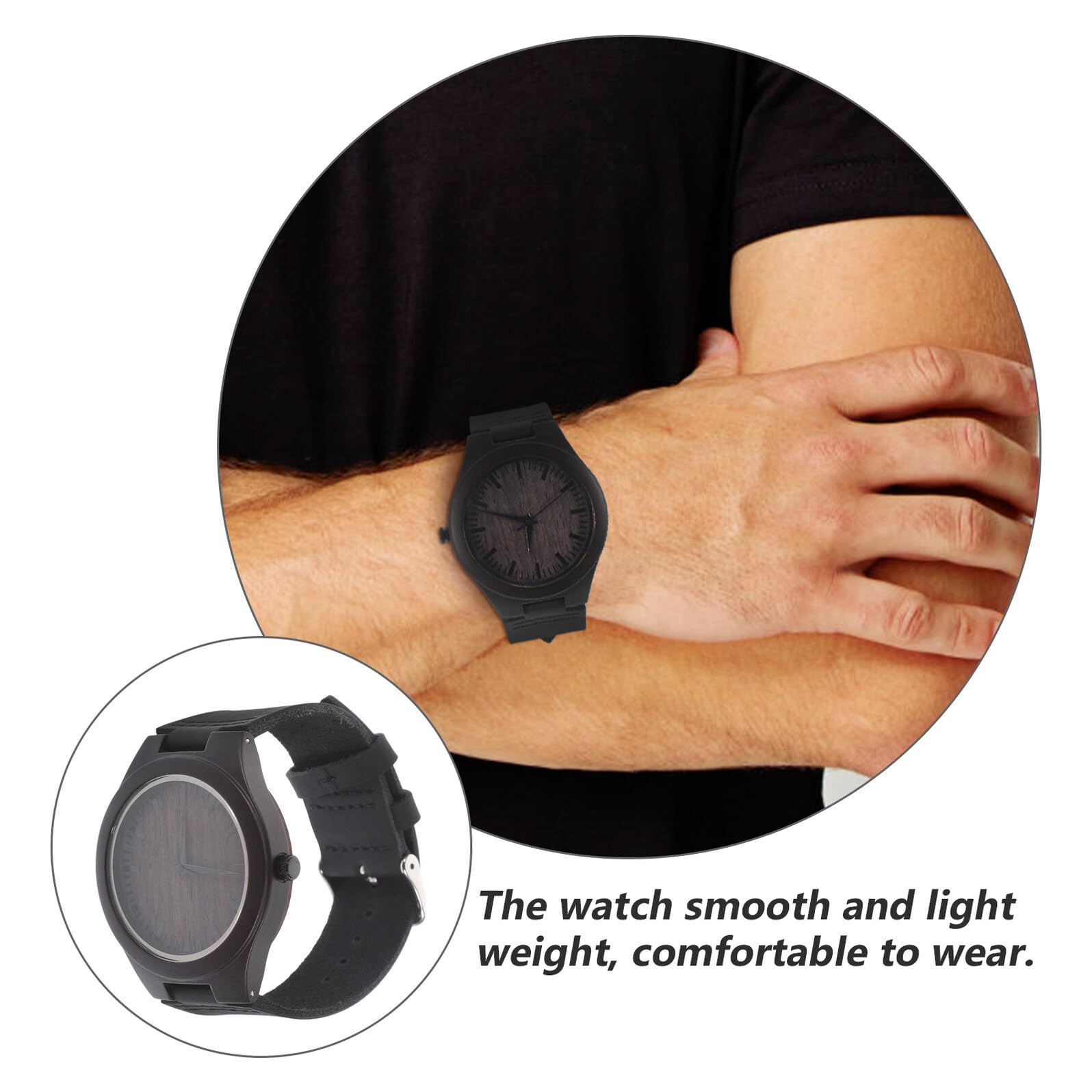 Ipetboom Reloj de Pulsera de Madera para Hombre de Cuarzo, Café | Acero Inoxidable, 1 Pieza, Diseño Retro Clásico, Ligero y Cómodo para Uso Diario