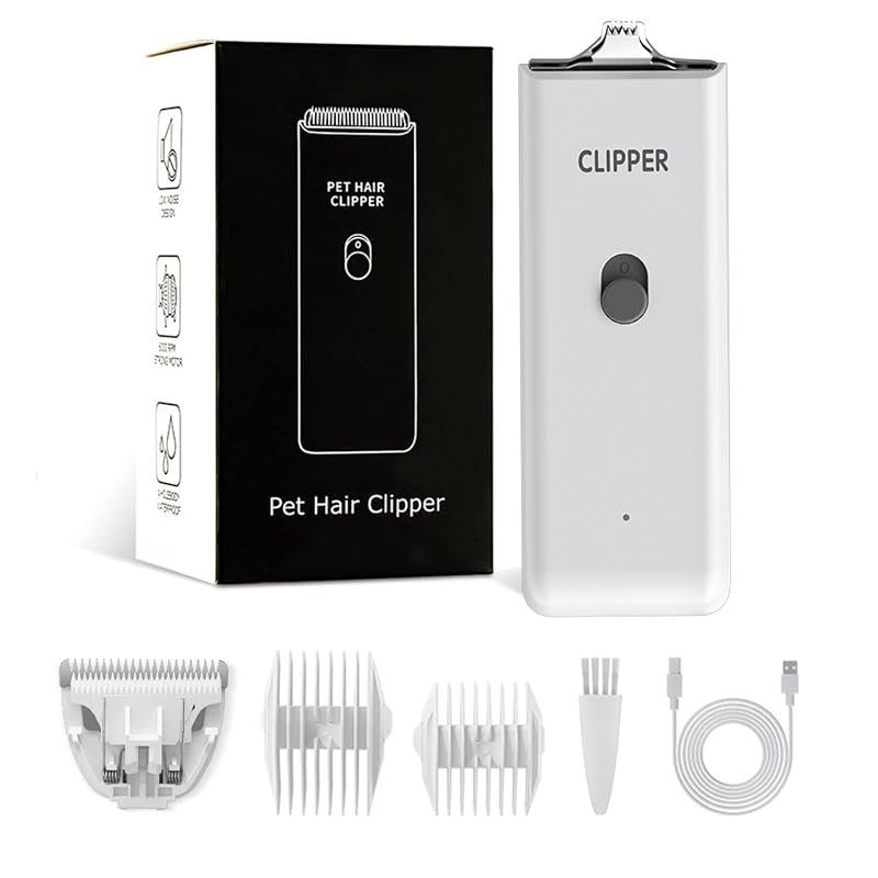 Máquina de Tosa para Cães e Gatos com Lâmina de Cerâmica, Recarregável USB Tileon White 2 Blades