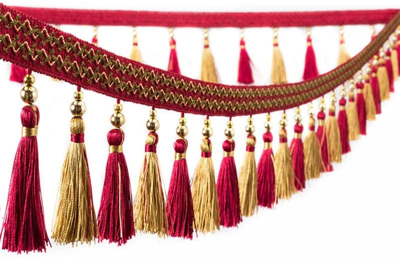 Curtain Tassels，Tassels for Sewing， 1 Meter Curtain Braid Beaded Fringe Sewing Edging Trim Decorative Ribbon(Dark Brown)
