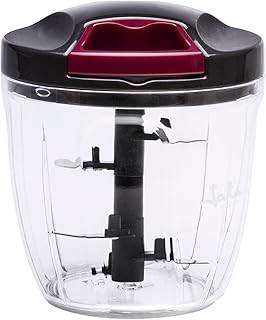 JATA HOGAR HMAQ4506 - Picadora Manual con Cuerda para todo tipo de Alimentos. 4 alturas de corte. Cuchilla de acero inox. 900 ml de capacidad. Incluye tapa y pala para batir