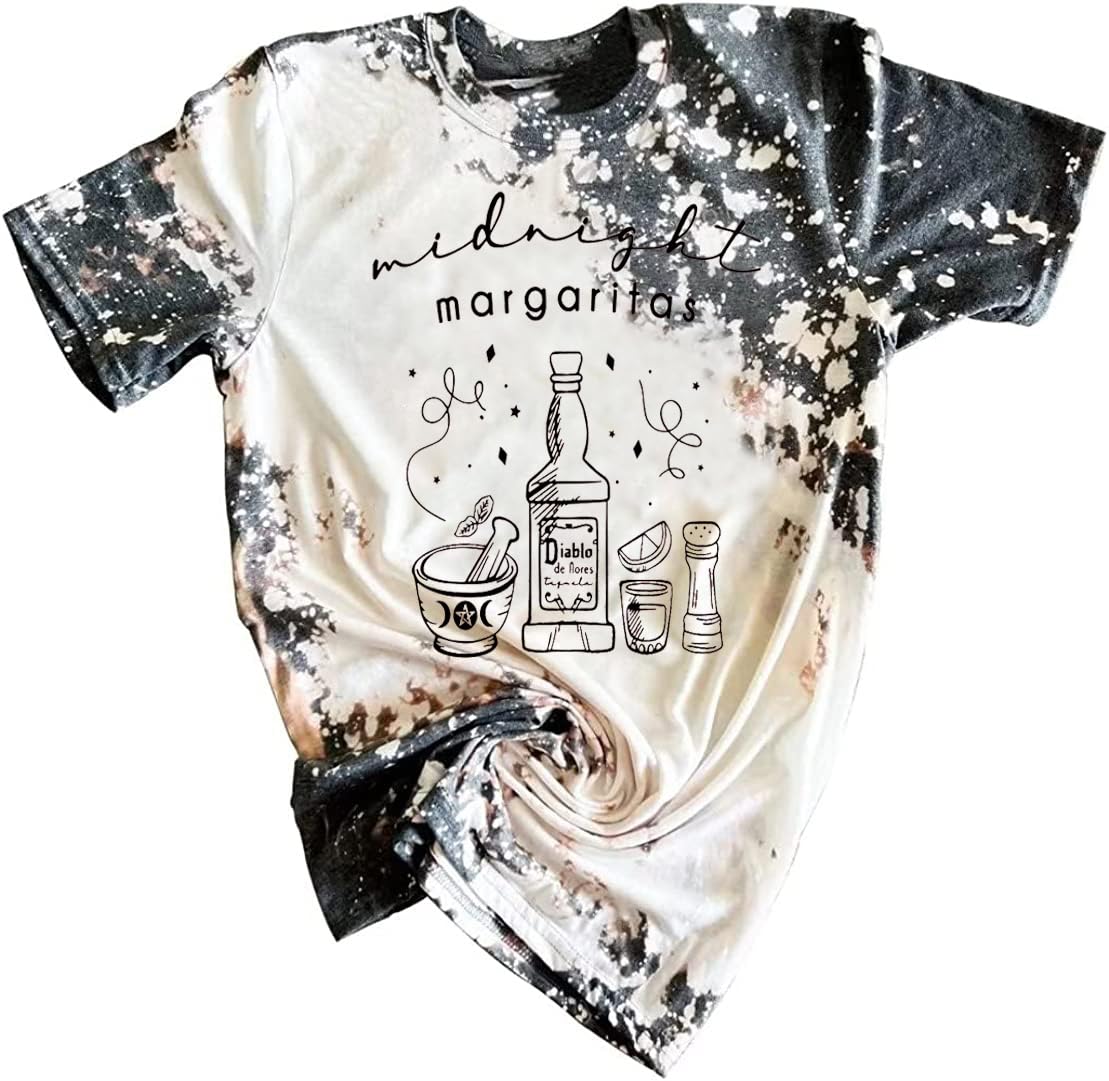 FCHICHHalloween Witches Shirt Women Midnight Margaritas T-Shirt Novelty Graphic Witchy Party Tees Practical Magic Shirt