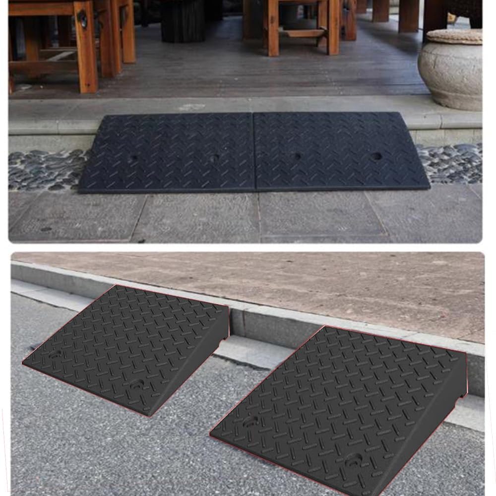 Teleskopowe rampy dla wózków inwalidzkich, Najazd krawężnikowy na podjazdy, chodniki, wjazdy do garażu – czarny – różne rozmiary(50x50x10cm)