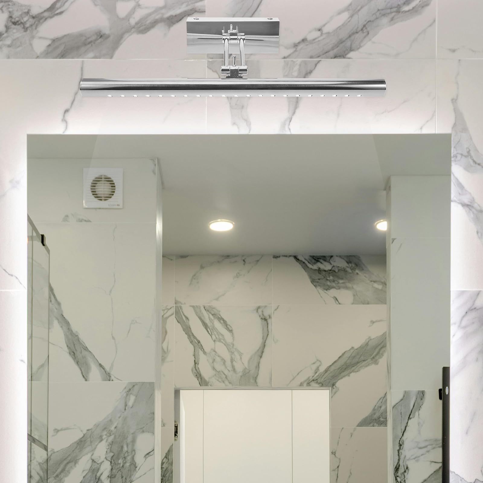 Housoutil Applique Murale et Facile à Installer Argentée LED Lumière Uniforme 5w en Acier Inoxydable Décoration Moderne pour Miroir de Salle de Bain pour Salle de Bain