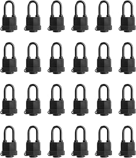 SafiSwords Waterproof Padlocks Keyed Alike for Outdoor use, Covered Heavy Duty Laminated Steel Lock, 1-9/16 Inch. Wide, Long Padlock, Pack of 24