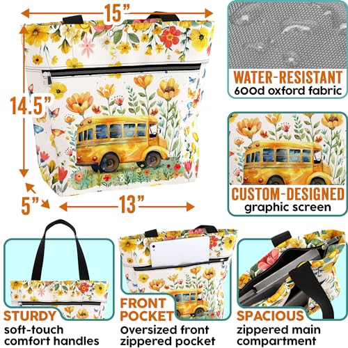 Bolso tote impermeable grande con bolsillos y cierre miniatura 3