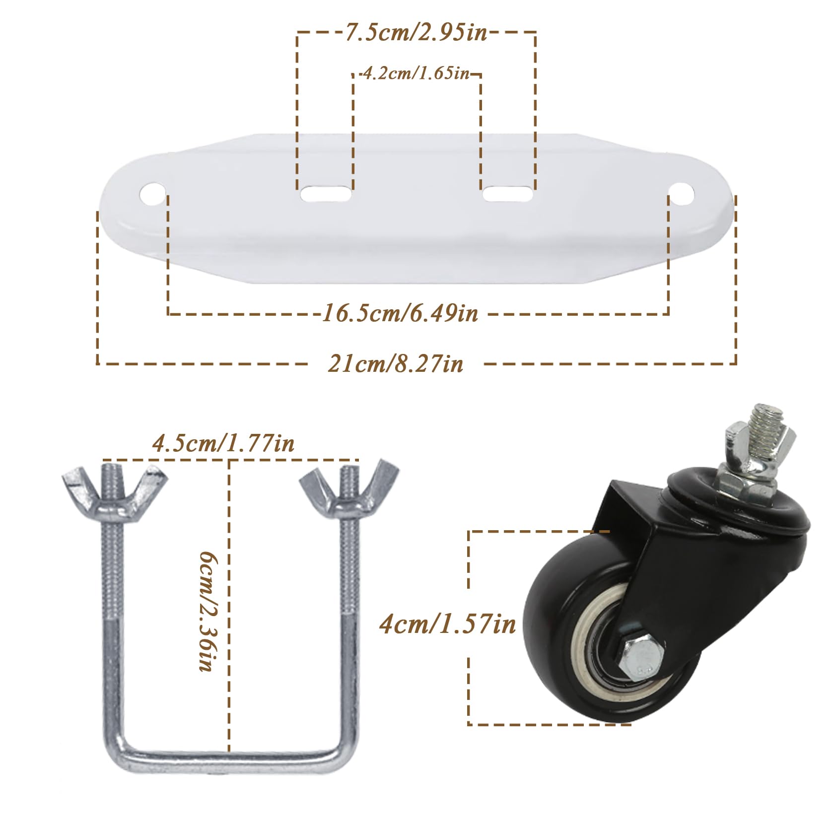 2 staffe mobili per puleggia per radiatore oliato, girevole a per 360°, supporto per puleggia o accessori per riscaldatori a olio mobili (bianco