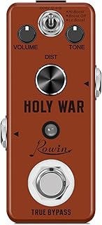 Rowin Heavy Metal Distortion Pedal Holy War Effect Pedals for Electronic Guitar Bass with 3 Modes Hi Boost/Low Boost/Boost Off True Bypass