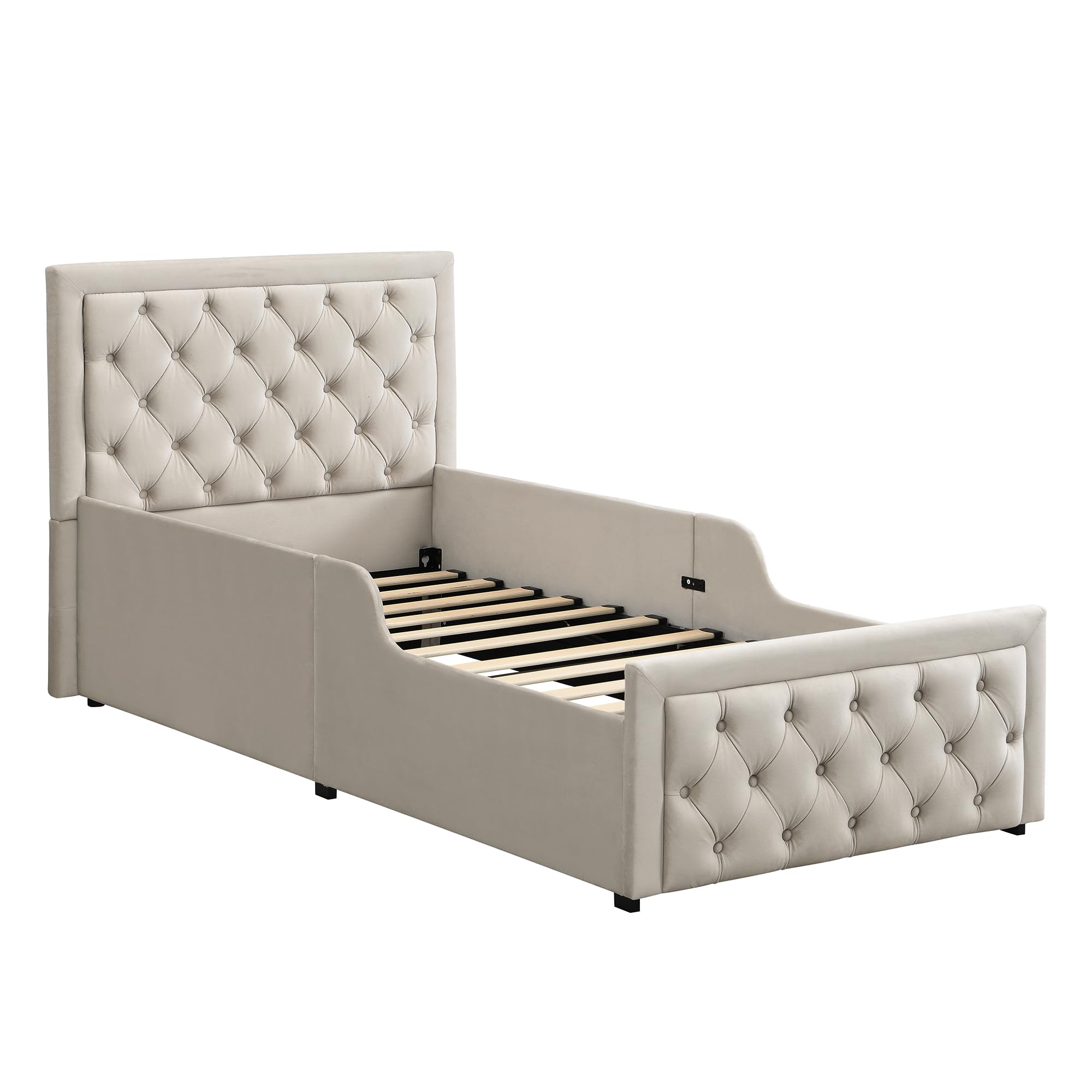 Polsterbett Einzelbett Kinderbett 90x200 cm, Stauraumbett mit Gepolstertes Kopfteil, Modern Hydraulisches Funktionsbett mit Großem Stauraum, Jugendbett mit Lattenrost, Samt, Ohne Matratze