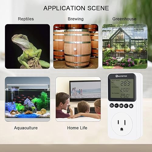 Miniatura 6 de KETOTEK Controlador digital de temperatura de salida de día y noche, termostato, enchufe de calefacción, controlador de temperatura de enfriamiento