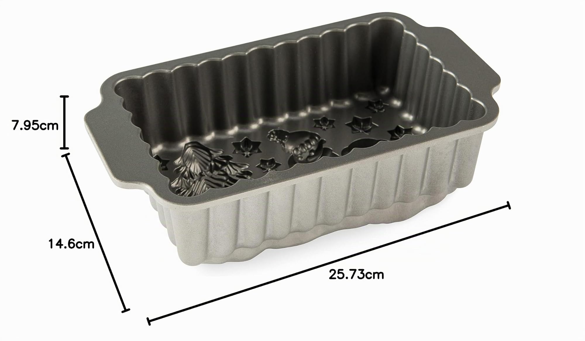 Nordic Ware Winter Wonderland Kastenform Weihnachten Gugelhupfform Aluguss Gugelhupfform mit Weihnachtsmann-Muster Kuchenform Made in USA Farbe:Silber