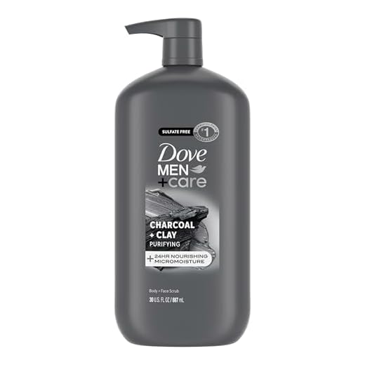 DOVE MEN + CARE Body and Face Scrub, Charcoal Body Wash, 30 oz