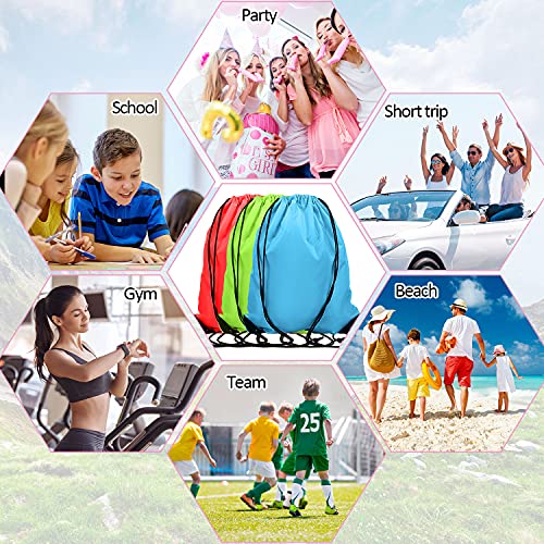 Shappy 80 Pack Drawstring Backpack Bulk Drawstring Bags with 20 Colors Waterproof Draw String Bags DIY Available for Group Hiking Yoga Gym Swimming Travel Beach Homeless 5