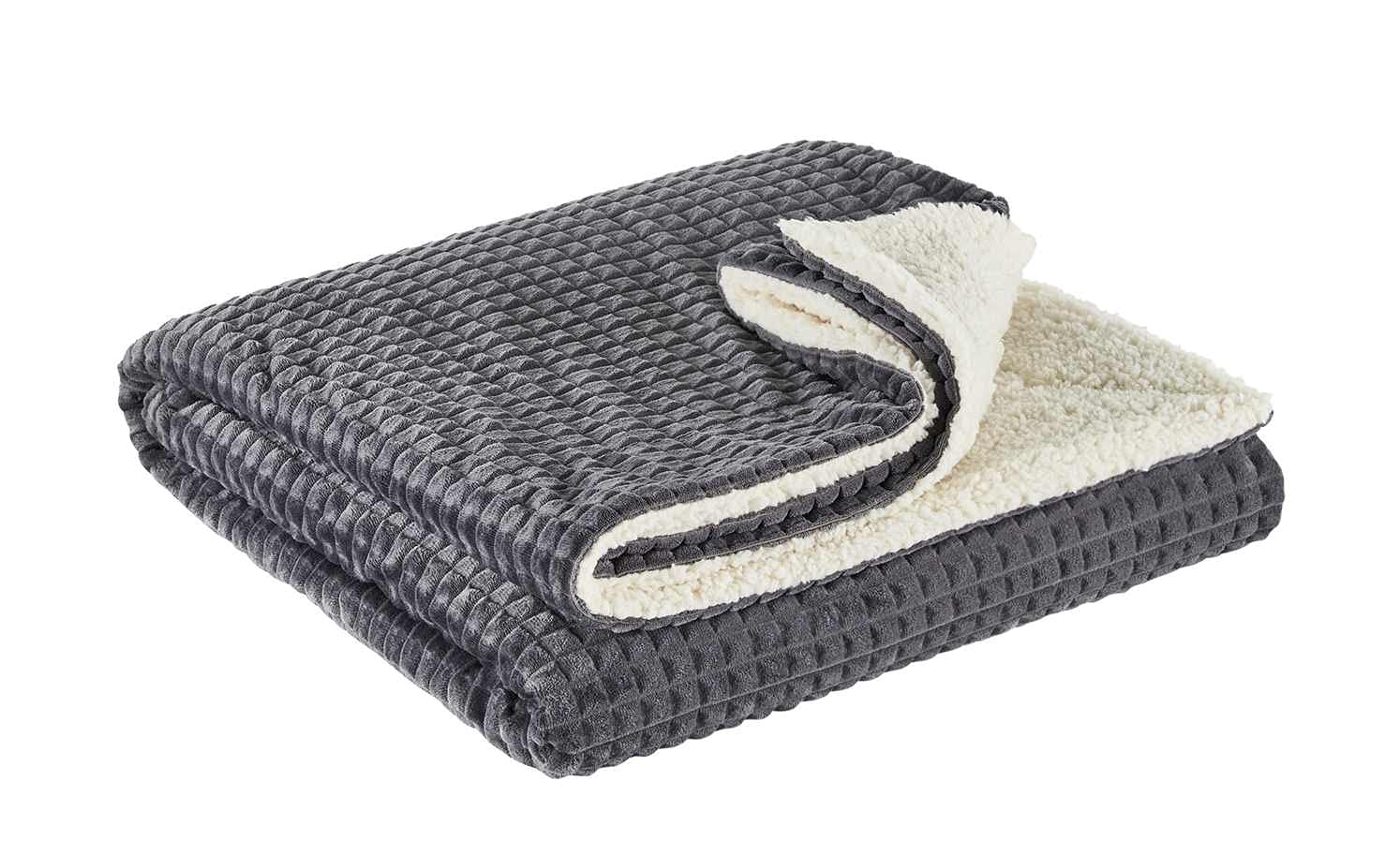 La Vida Kuschel-Decke Flanell Fleece in Anthrazit, 150 x 200 cm Wohndecke mit Sherpa Rückseite für Couch & Sofa, warm, weich & kuschelig, 100% Polyester, Öko-Tex Standard 100