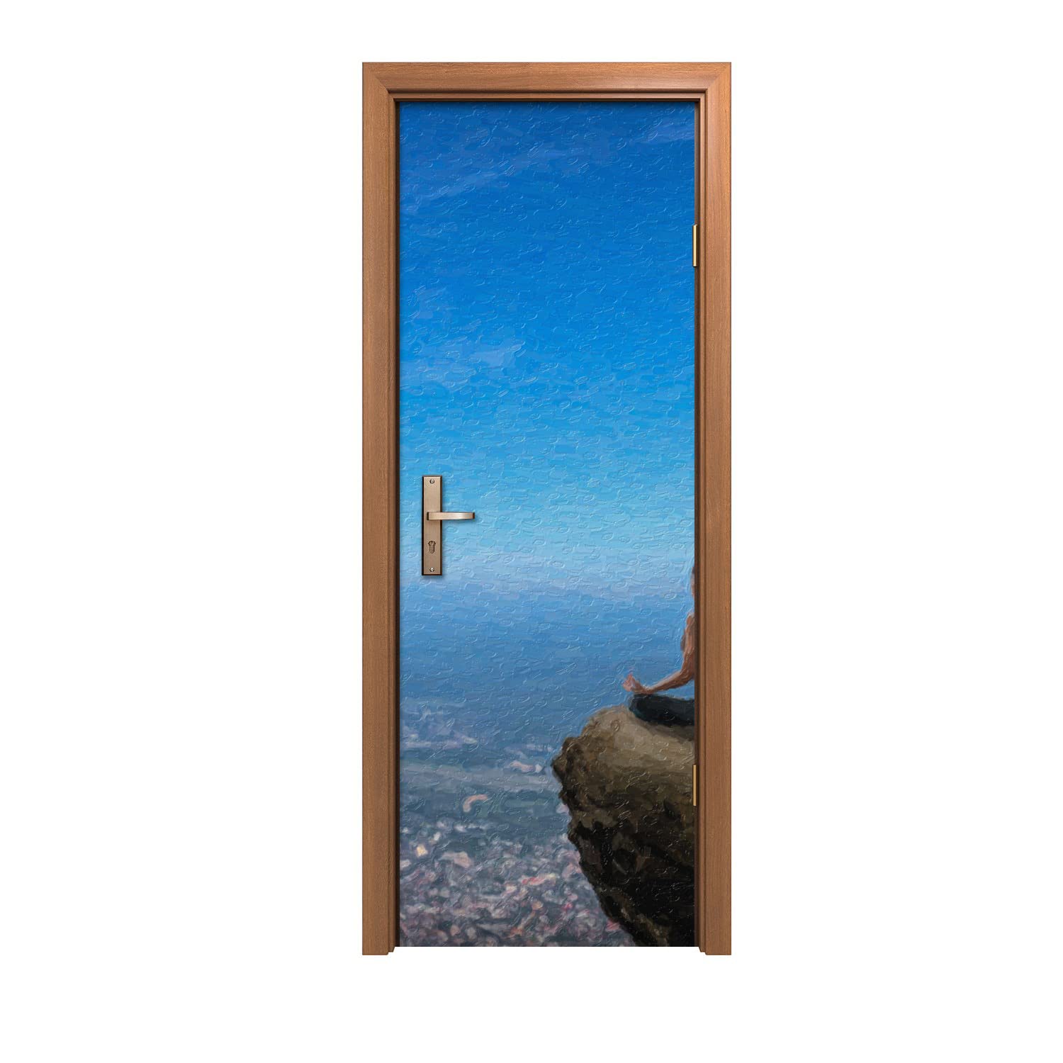 Autocollant de porte grand format haute définition motif falaise sauvage