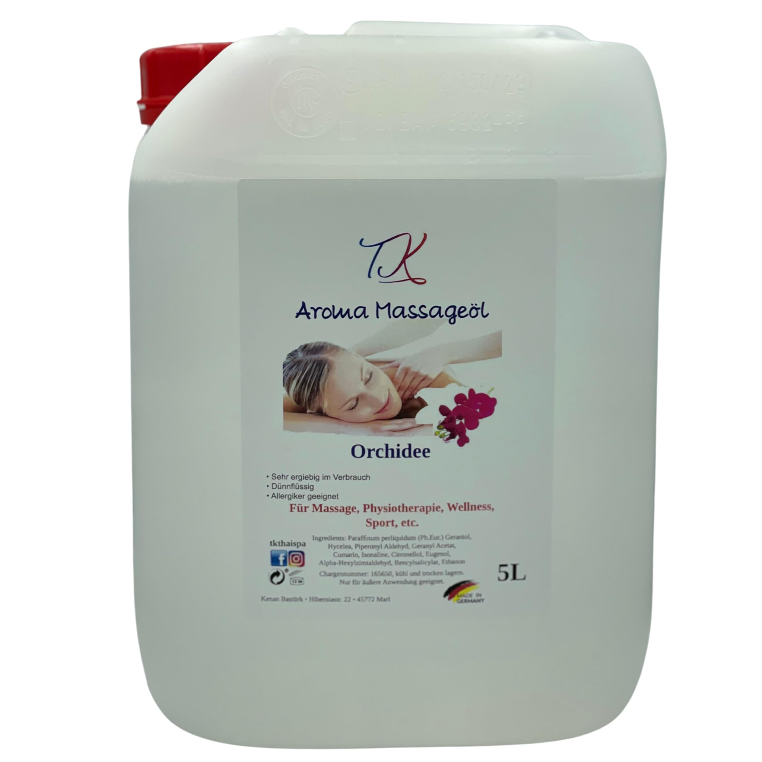 Aceite de masaje aromático para masajes, fisioterapia, bienestar y mucho más, grado medicinal (1l, orquídea)