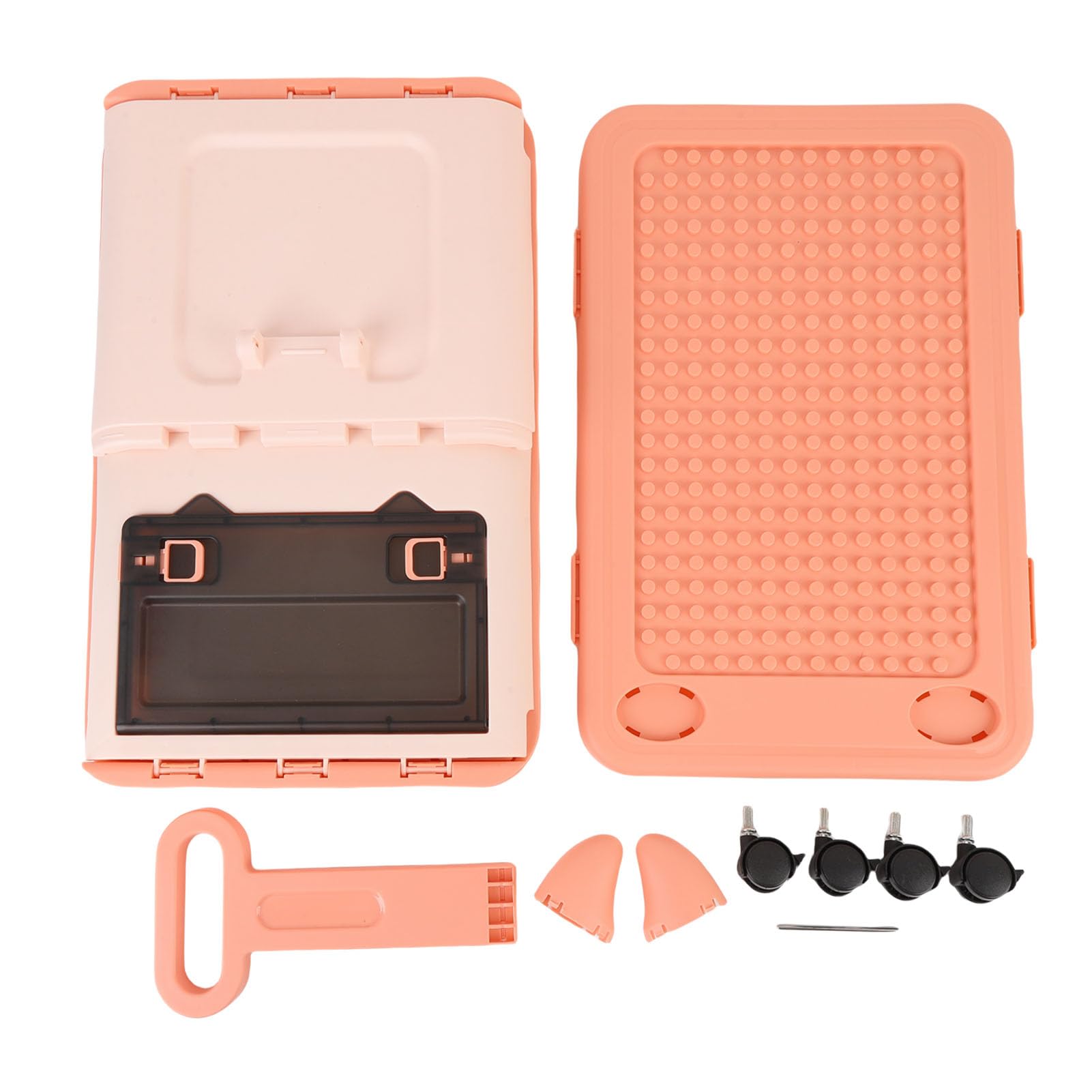 Cryfokt Portaoggetti per Giocattoli Robusta Cassapanca in Plastica con Ruote per L'organizzazione della Sala Giochi, per Bambini e Neonati, Ca.12,2x18,5x19,7", 1 unità (Rosa arancio)