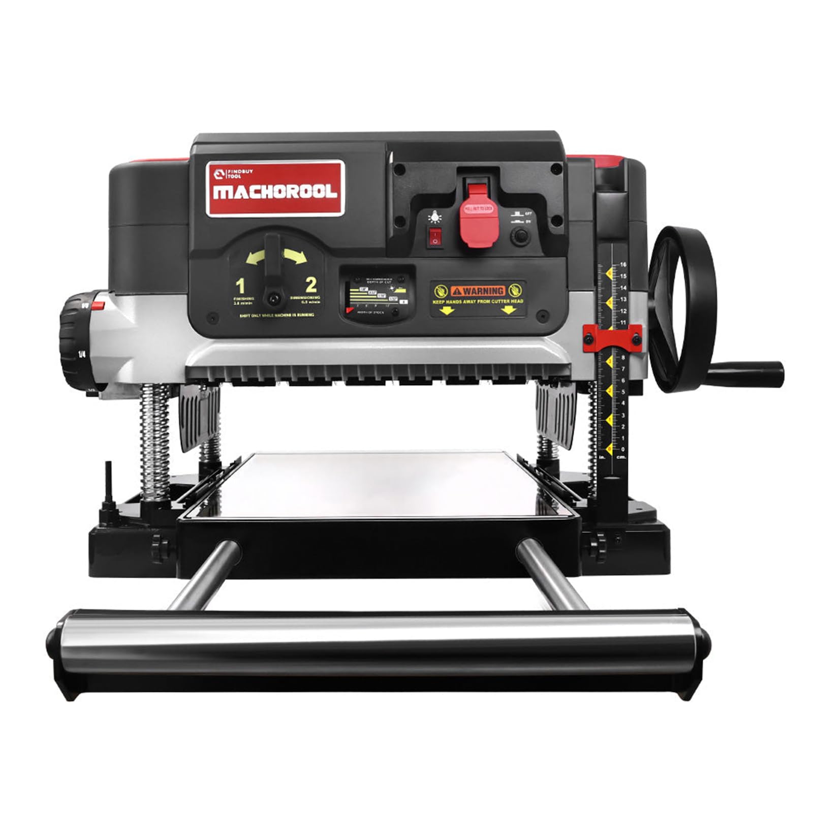 FINDBUYTOOL 13-Inch Thickness Planer with Helical Cutterhead - 2.5HP Motor, 2-Speed (21/12 FPM), 40 Carbide Inserts, Precision Depth Adjustment, Dust Port, LED Light- Professional Woodworking Tool