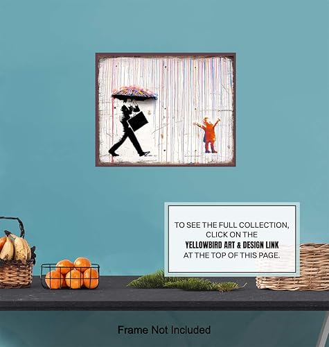 Miniatura 6 de Banksy - Póster de graffiti cantando bajo la lluvia, arte callejero de 8 x 10, decoración de habitación, decoración de pared, regalo inspirador