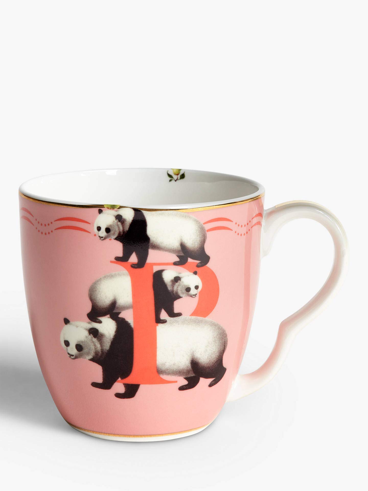 Yvonne Ellen Pink Alphabet Mug P, Bone China