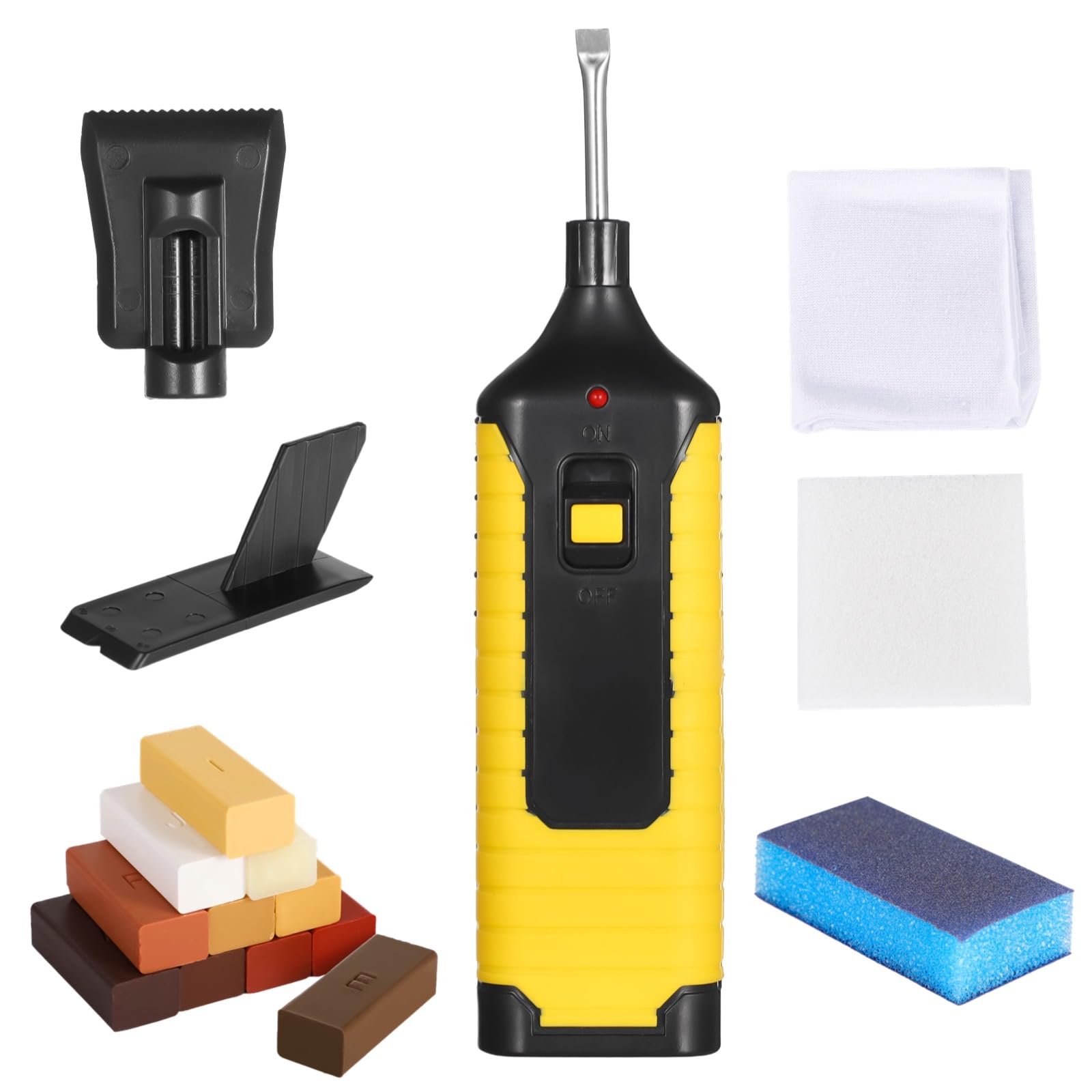 Colección de reparación de suelos de madera, aplicador de cera termofusible con 11 paquetes de colores de cera, herramientas de reparación para madera dura, laminado, superficies compuestas, fijación