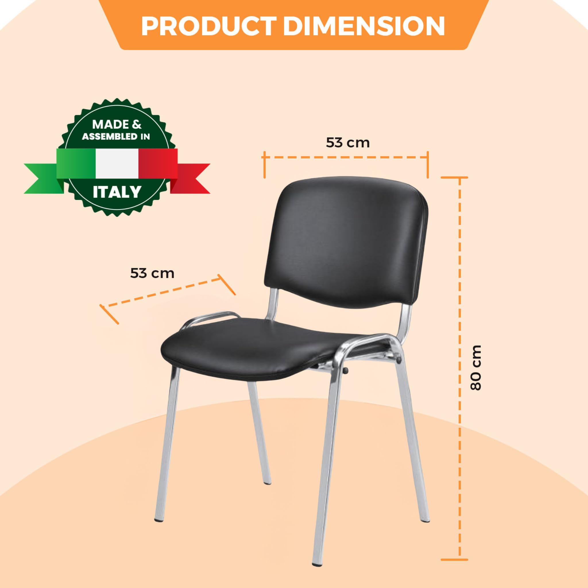 Topsit Chaise Visiteur, Chaise de conférence Structure en métal chromé, rembourée et avec revêtement en Similicuir, Chaise empilable, pour la Maison, Le Bureau, la réception, Les Pauses.