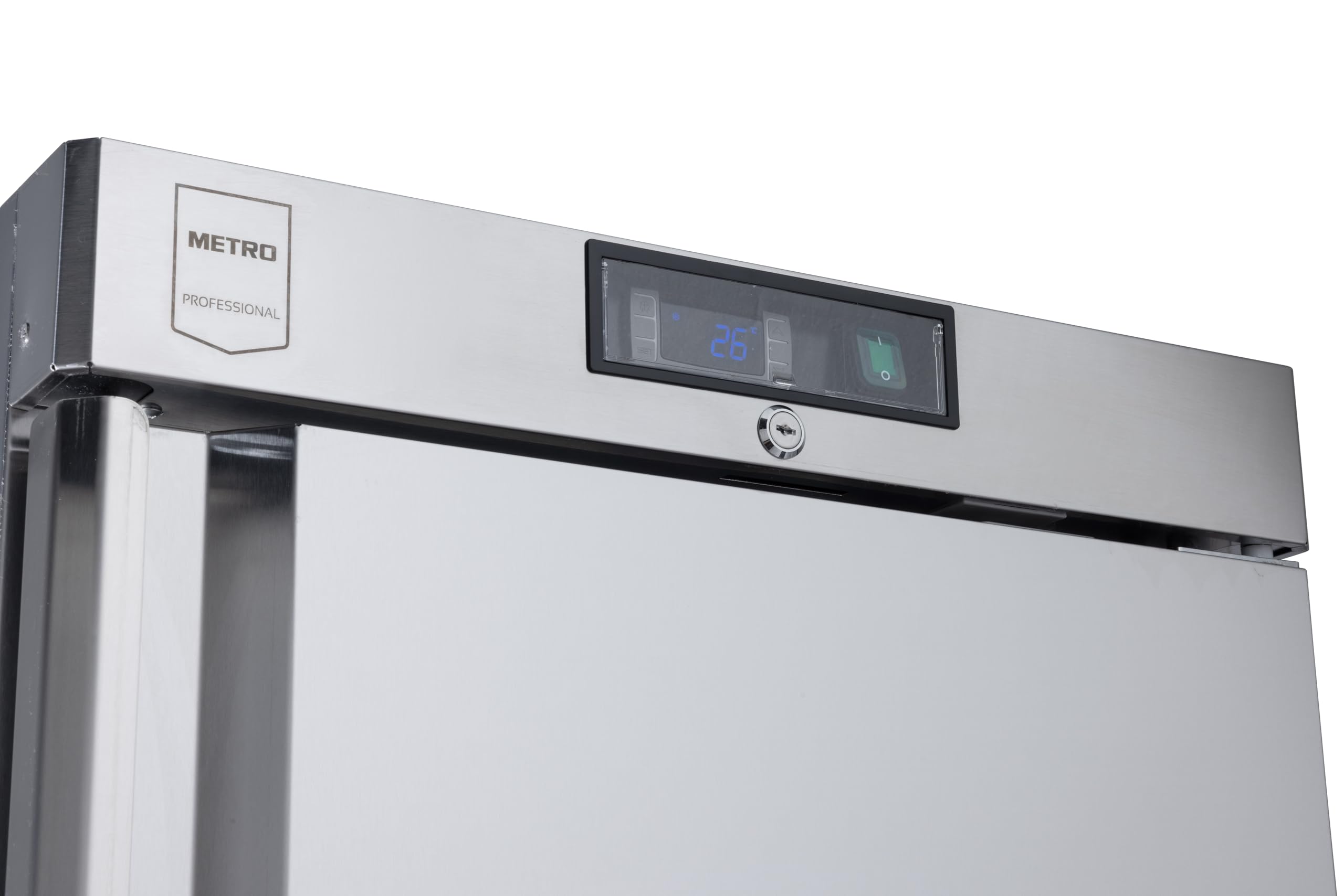 METRO Professional Réfrigérateur pro GRE6400S, Acier inoxydable, 59.5 x 64 x 188.5 cm, 240 L, ventilateur statique, 300 W, serrure, argent