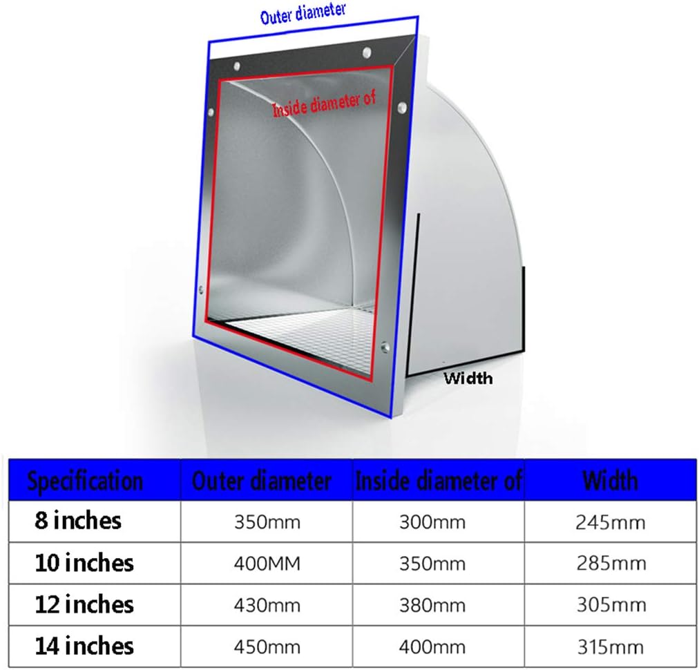 Stainless Steel Ventilation Grill Square Vent Cowl Screen Hood Indoor & Outdoor Vent Louvers Grill (14inches)