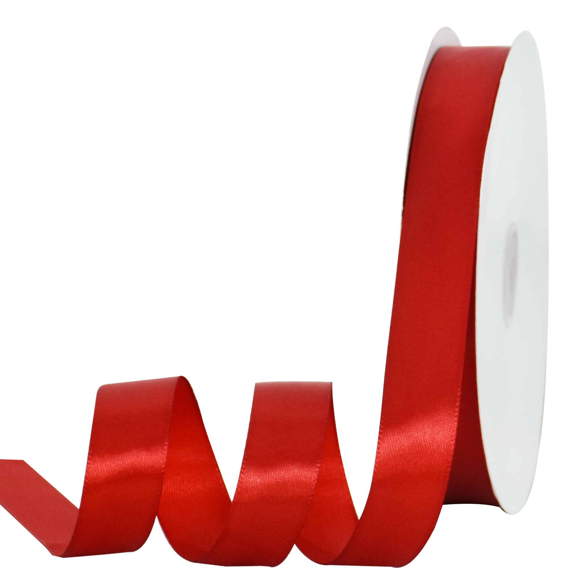 TONIFUL 7/8 Inch x 100yds Red Satin Ribbon Thin Solid Frabic Ribbons for Gift Wrapping DIY Crafts Bows, Invitations