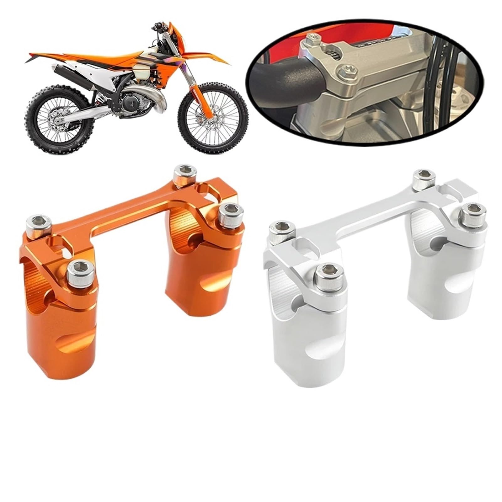 Pasuje Do 125-500 300 250 EXCF SX SXF XC XCF XCW XCFW XWF 2023-2025 Zacisk Podnośnika Kierownicy Motocykla Zacisk Wspornika Kierownicy Riser zacisk Adapter(Orange)