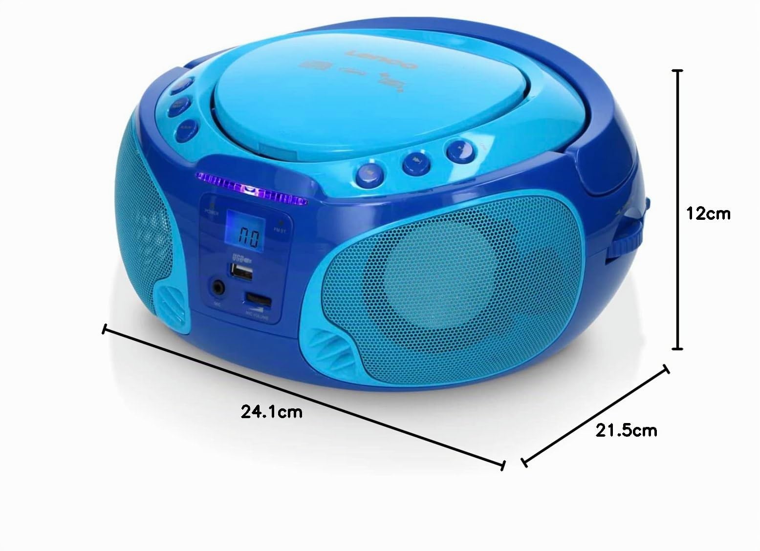 Lenco SCD-650 Reproductor de CD para niños - Radio CD - Karaoke - Sistema estéreo - Boombox - Reproductor de CD/MP3 y USB - Potencia 2 x 2 W RMS - Función Sing-A-Long - Micrófono - Azul