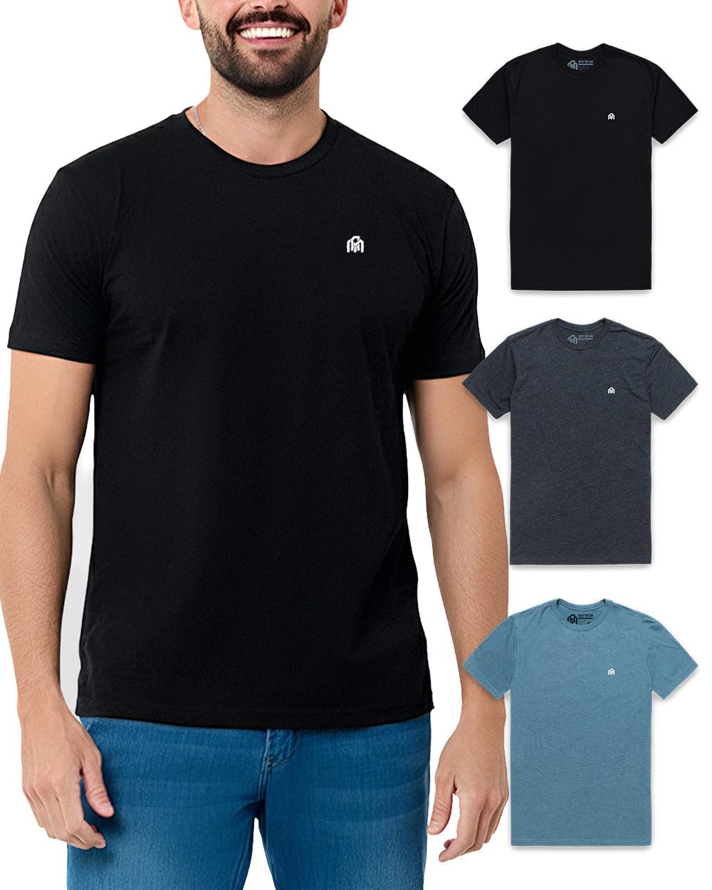 INTO THE AM Men's T-Shirts Soft Cotton Blend Crew Neck Tee S - 4XL Athletic Fit Plain & Logo Basic T-Shirt for Men