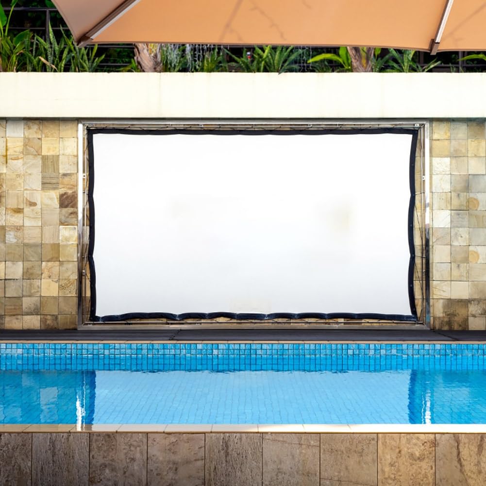 Schermo per proiettore da 180 Pollici, Telo proiettore Portatile Pieghevole Antipiega 16:9 HD per Home Theater Interno ed Esterno