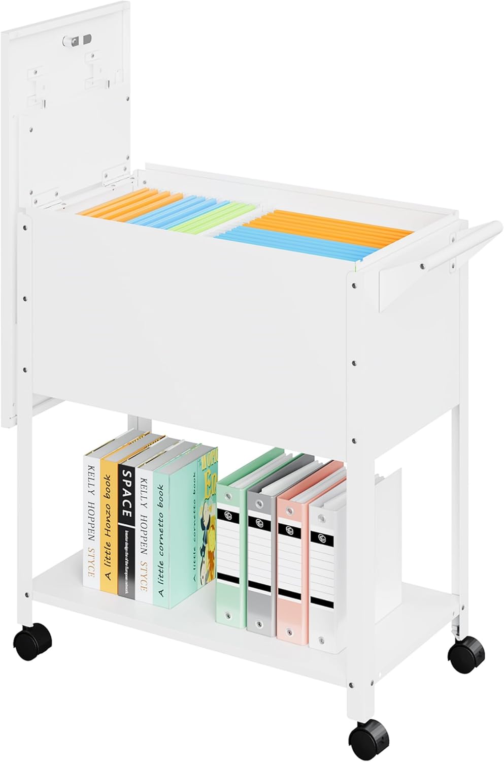 SISESOL Rolling File Cart with Wheels Hanging Files,Rolling File Cabinet Organizer,Rolling Hanging File Folder Cart on Wheels,Metal Filing Cart,Fit A4/F4/Letter/Legal File for Home Office (Black)