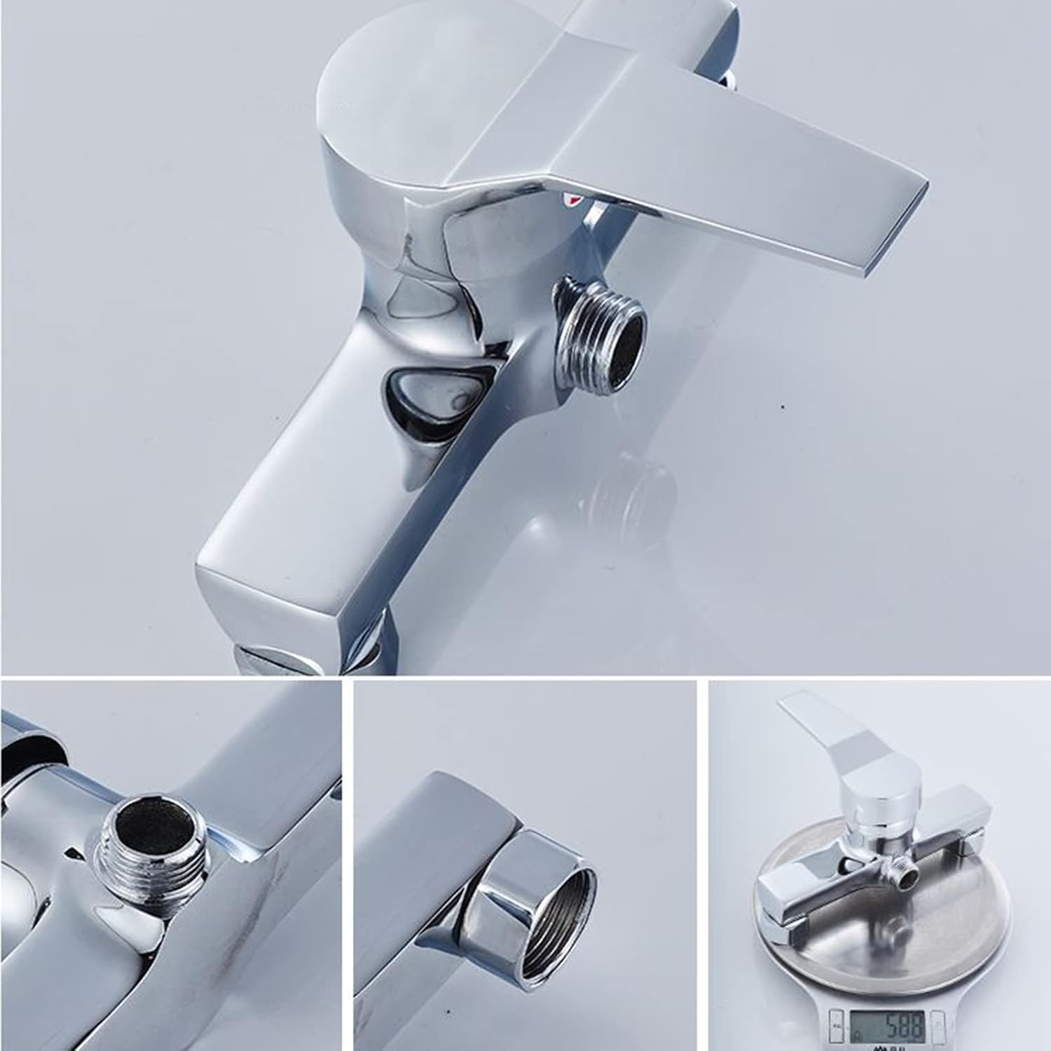 Bathroom Shower tub Faucet Wall-Mounted taps for Wall Mounted Sink tap Single Lever Brass G1/2 inch Accessories,Chrome B(Chrome B)