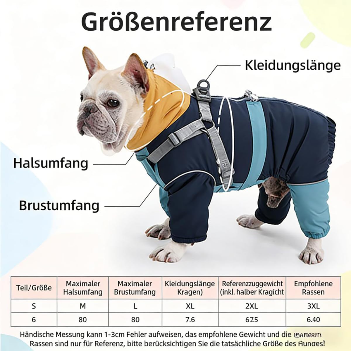Schneeanzug Hund, Hundemantel Winter mit Beinen & integriertem Geschirr – Wasserdichter Schneeanzug/Overall für Hunde, wärmender Wintermantel mit Beinschlaufen für kleine bis große Hunde (B, 3XL)