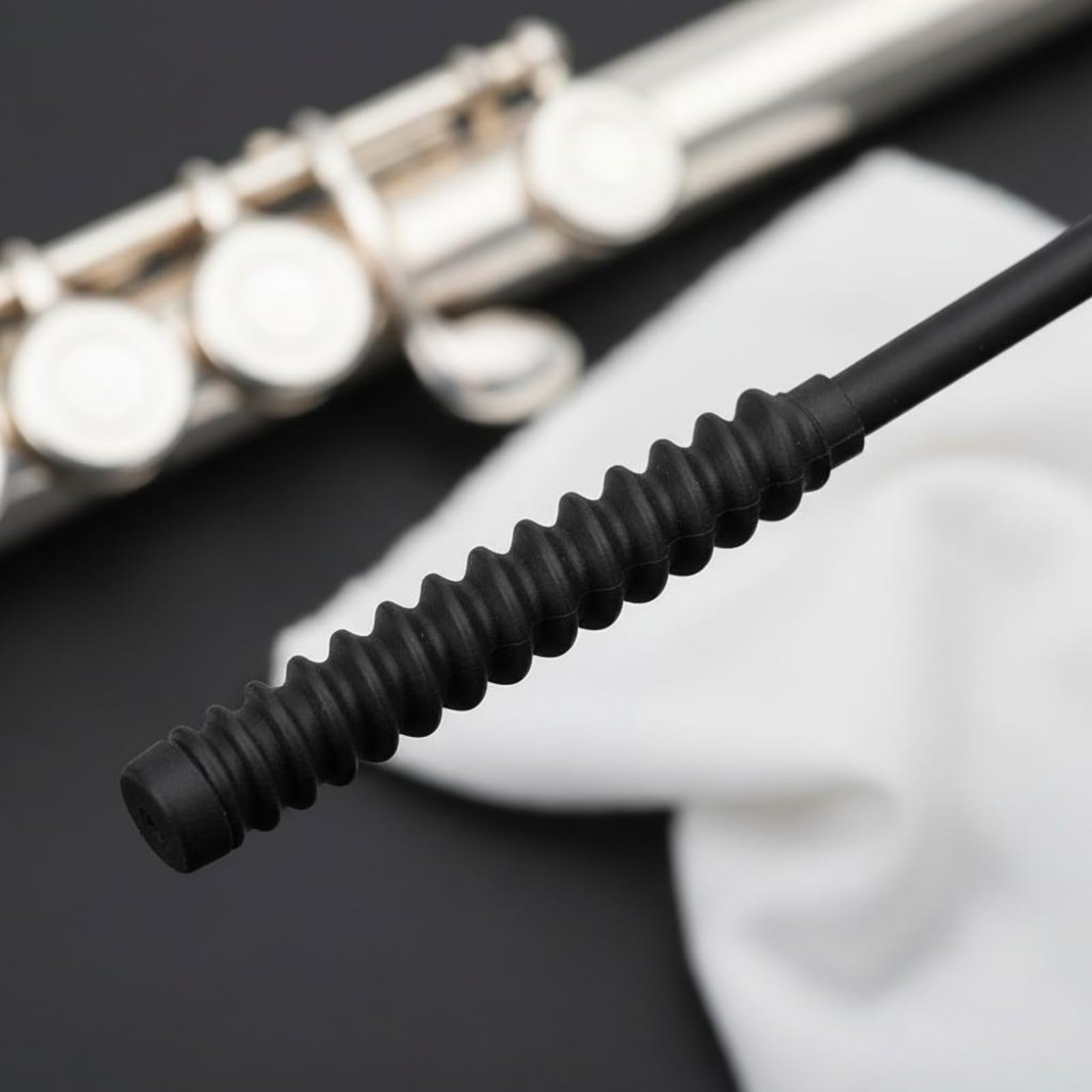 Amagogo Bacchetta Pulizia Flauto Scovolino Strumento Cura Strumenti a Fiato Accessorio Musica Manico Ergonomico a Spirale Copertura in Microfibra Doppia