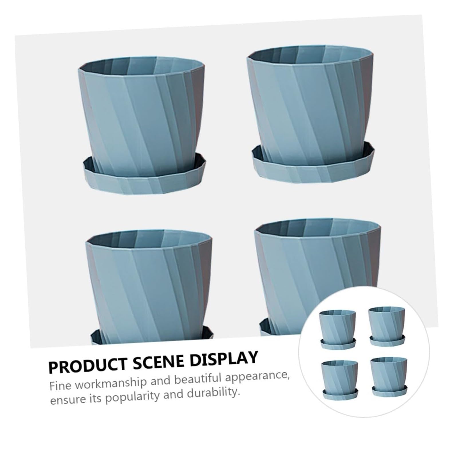 Lot de 4 pots de fleurs en plastique avec soucoupes amovibles - En polypropylène - Pour intérieur et extérieur