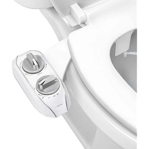 LUXE Bidet NEO 185 Plus - Dual Nozzle, Non-Electric Bidet Attachment for Toilet Seat, Patented Slide-In Install, 360° Self-Clean, EZ-Lift to Clean, Feminine & Rear Wash (Chrome)