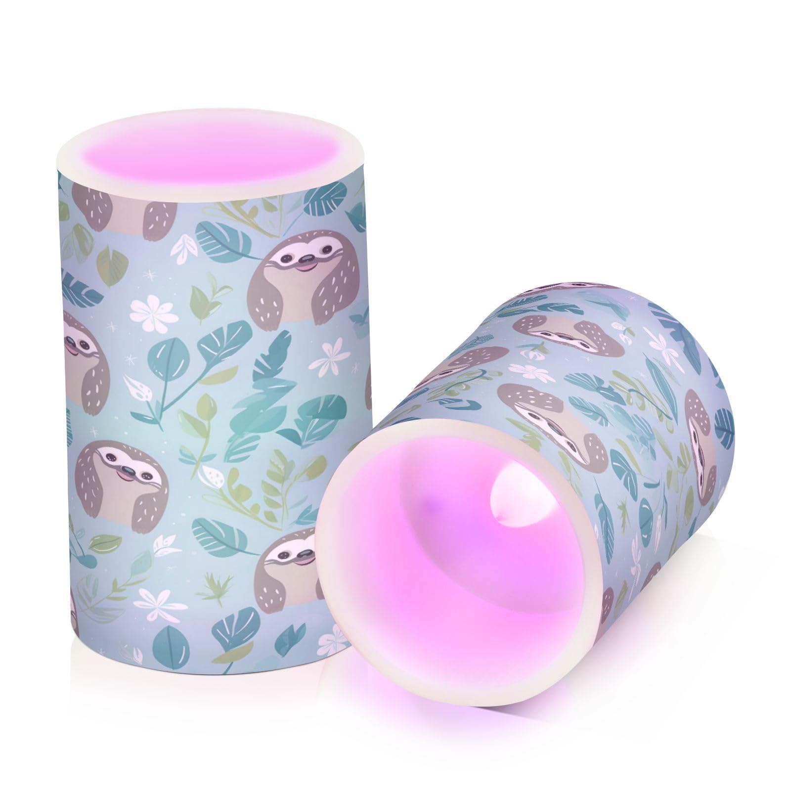 ALAZA Sloth (5) Flickering Flameless Candles Battery Operated with Remote Timer,Tea Light Candles LED Pillar Votive Candles Set of 2 for Outdoor Indoor Decorations