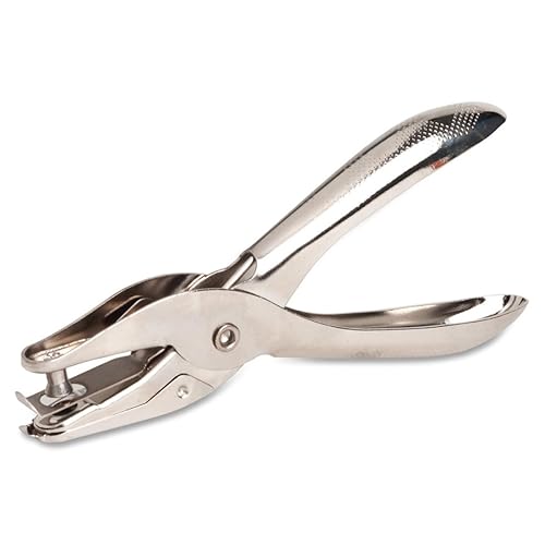 Business Source 62895 Punzón de boleto, agujero único, redondo, agujero de 14 pulgadas, plateado