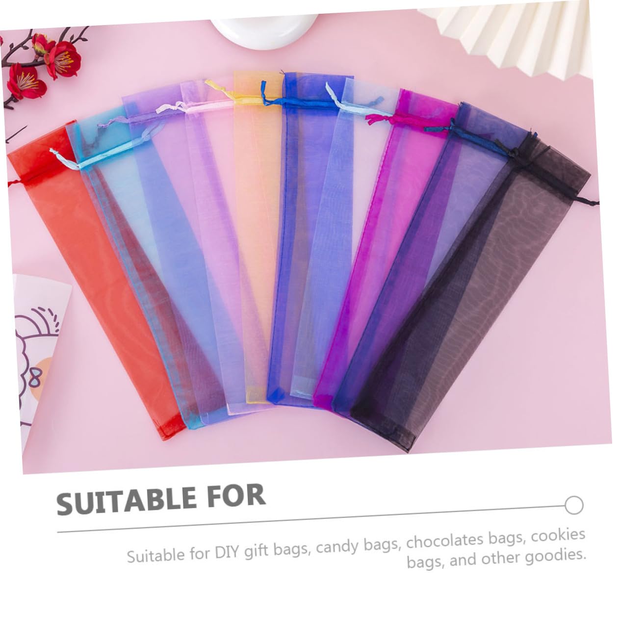 WRITWAA 5 Sätze Tasche Mit Kordelzug Modern Netztaschen Mit Kordelzug Dünn Beutel Mini Mesh-taschen Geschenktüten Für Die Hochzeit Geschenktüten Mit Kordelzug Klein Organza 50 Stück * 5