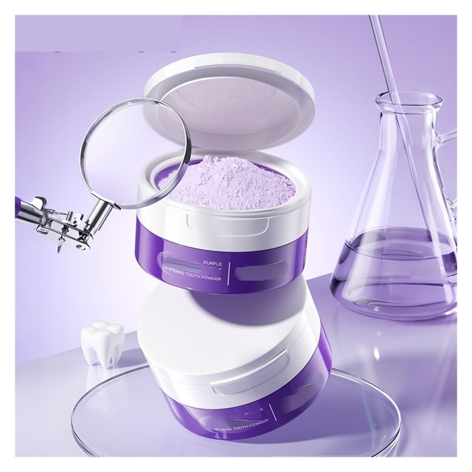 Polvo Dental Morado 60g. Polvo fino, suave for las encías, ataca las manchas marrones y ahumadas en los dientes.(2pcs)