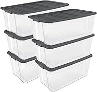Vista 11 de Sterilite Paquete de 6 cajas apilables modulares, contenedores de almacenamiento de plástico transparente duraderos con tapas de cierre, 16 cuartos