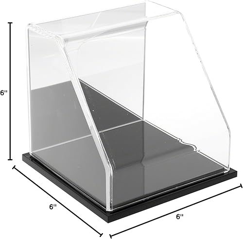 Miniatura 10 de Plymor Vitrina frontal inclinada de acrílico transparente con base de madera dura, 6 "x 6" x 6"
