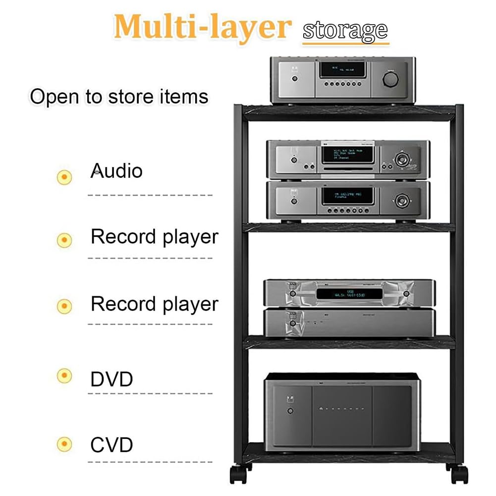 le Ma Stand con 5 ripiani DVD/CD Rack Nero Sto Cart per Home Theater Multima nizer per Ste Lettore DVD e console di gioco Intrattenimento Sto Solut