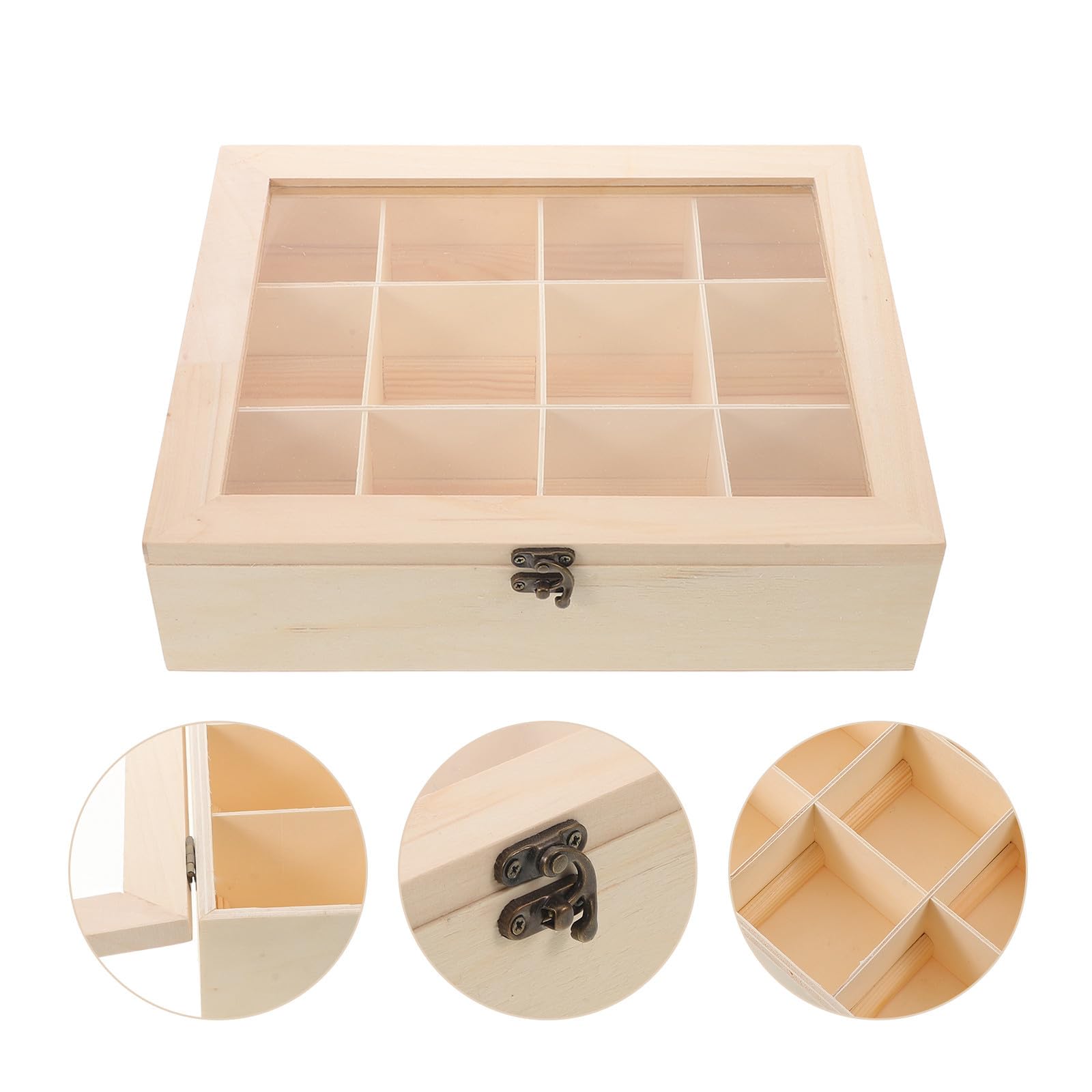 Soporte para Bolas de Secadora de Madera con Divisores y Tapa Beige para Organización y Optimización de Espacio en Lavanderías de Apartamentos y Hoteles