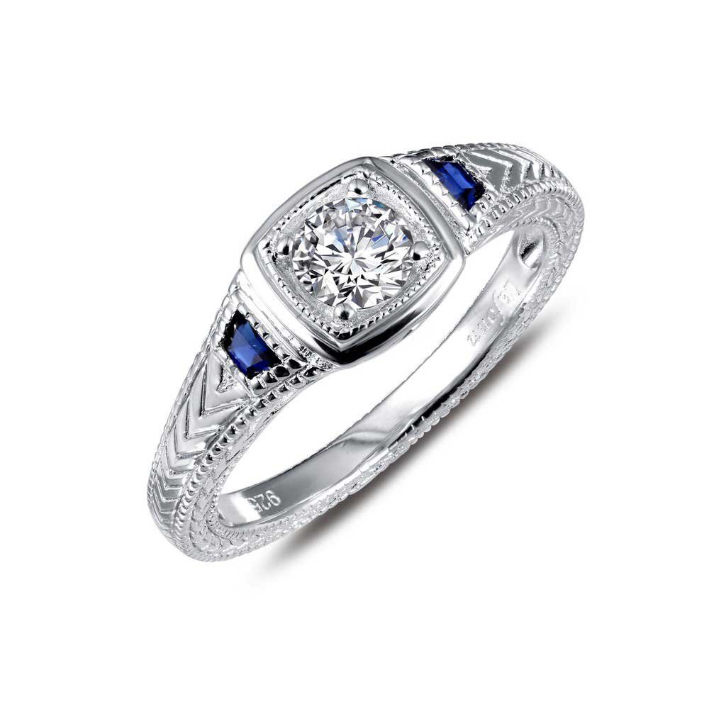 Lafonn Heritage Simulated Sapphire Ring, Platinum-Plated